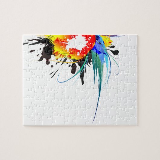 抽象芸術ウミドオウム絵を描(ばちゃばちゃ)跳ねる ジグソーパズル (横)