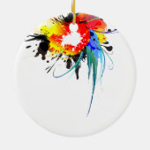 抽象芸術ウミドオウム絵を描(ばちゃばちゃ)跳ねる セラミックオーナメント (裏面)