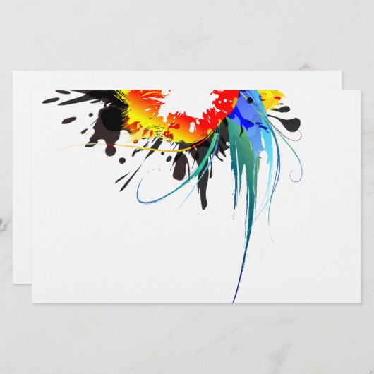 抽象芸術ウミドオウム絵を描(ばちゃばちゃ)跳ねる 便箋 (正面/裏面)