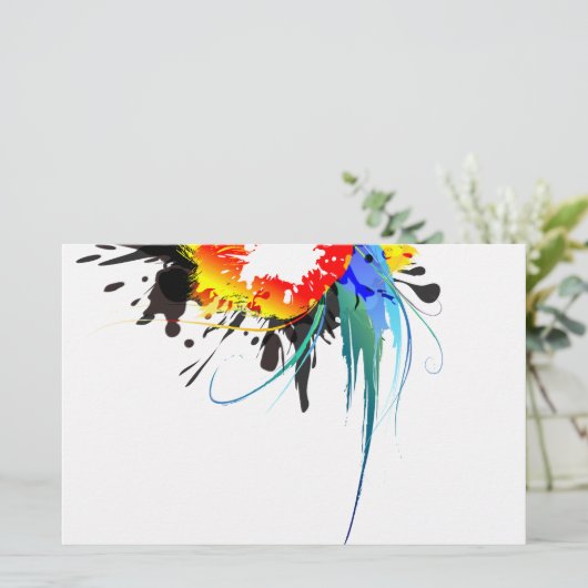 抽象芸術ウミドオウム絵を描（ばちゃばちゃ）跳ねる 便箋 (スタンド正面)