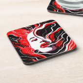 抽象芸術ウーマンシュールポートレート コースター (左側)