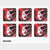 抽象芸術ウーマンシュールポートレート スクエアシール (シート)