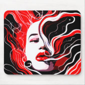 抽象芸術ウーマンシュールポートレート マウスパッド (正面)