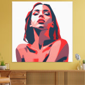 抽象芸術ウーマンポートレートアモダンートデザイン キャンバスプリント (インサイチュ (リビング))