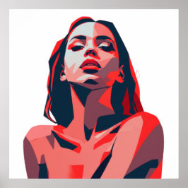 抽象芸術ウーマンポートレートアモダンートデザイン ポスター