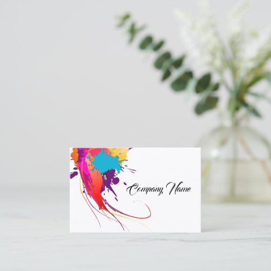 抽象芸術エキゾチック蝶インク（ばちゃばちゃ）跳ねる 名刺 (スタンド正面)