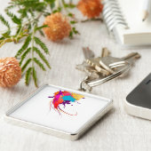 抽象芸術エキゾチック蝶絵を描(ばちゃばちゃ)跳ねる キーホルダー (側面)