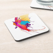 抽象芸術エキゾチック蝶絵を描（ばちゃばちゃ）跳ねる コースター (左側)