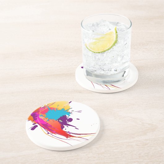 抽象芸術エキゾチック蝶絵を描（ばちゃばちゃ）跳ねる コースター (側面)