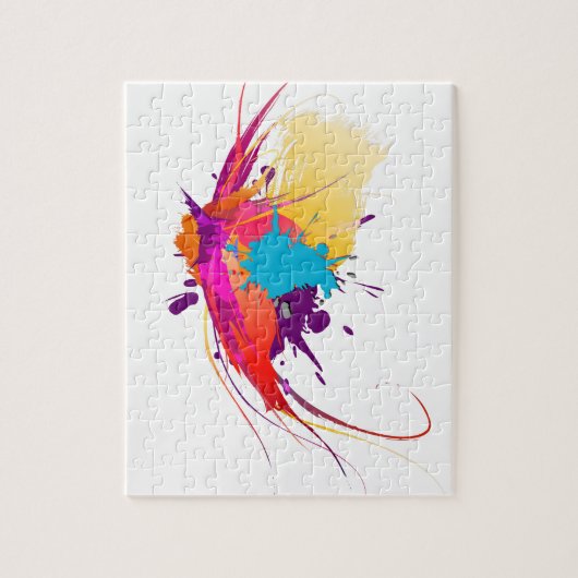 抽象芸術エキゾチック蝶絵を描(ばちゃばちゃ)跳ねる ジグソーパズル (縦)