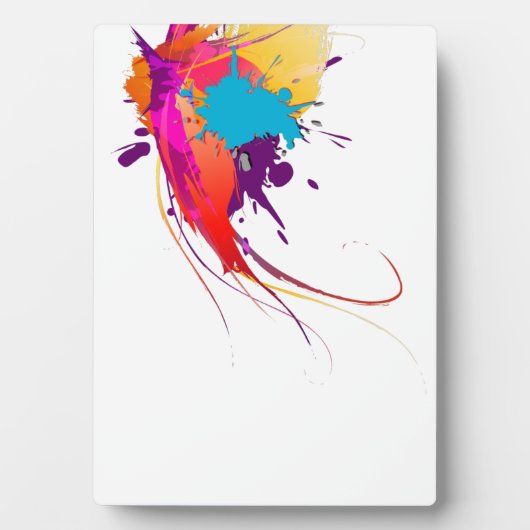 抽象芸術エキゾチック蝶絵を描（ばちゃばちゃ）跳ねる フォトプラーク (正面)