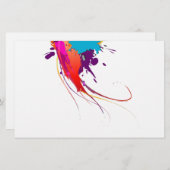 抽象芸術エキゾチック蝶絵を描(ばちゃばちゃ)跳ねる 便箋 (正面/裏面)