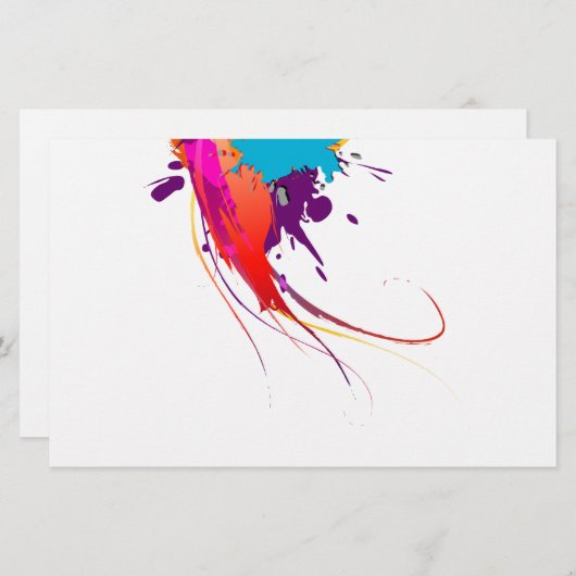 抽象芸術エキゾチック蝶絵を描(ばちゃばちゃ)跳ねる 便箋 (正面/裏面)