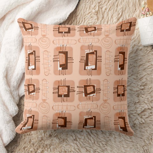 抽象芸術エスニックマトリックス – ほこりっぽいサンゴ クッション (ブランケット)