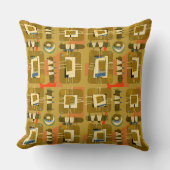 抽象芸術エスニックマトリックス – オリーブティール（緑がかった色）テラコッタ クッション (正面)