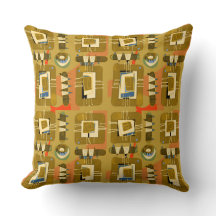 抽象芸術エスニックマトリックス – オリーブティール（緑がかった色）テラコッタ