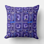 抽象芸術エスニックマトリックス – メイブブルーオリーブ クッション (正面)