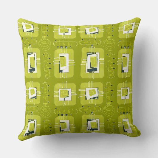 抽象芸術エスニックマトリックス – Kiwi Green クッション (裏面)