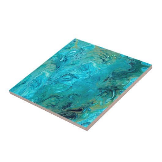 抽象芸術エメラルドの流体アートフェイク大理石 タイル (側面)