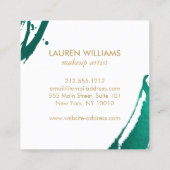 抽象芸術エメラルドグリーンのブラシストローク スクエア名刺 (裏面)