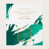 抽象芸術エメラルドグリーンのブラシストローク 名刺 (外部フラット)