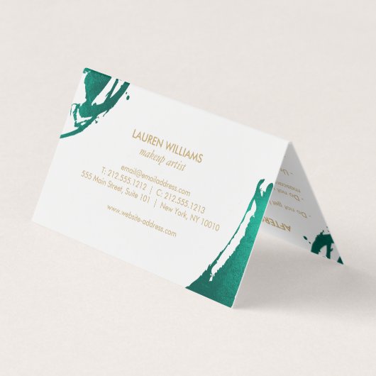 抽象芸術エメラルドグリーンのブラシストローク 名刺 (裏面)