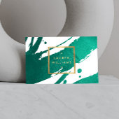 抽象芸術エメラルドグリーンのブラシストローク 名刺