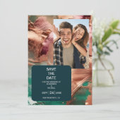 抽象芸術エメラルドグリーンバラ結婚金ゴールド セーブザデート (スタンド正面)