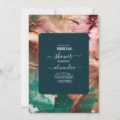 抽象芸術エメラルドグリーンバラ金ゴールドブライダル 招待状 (正面)