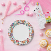 抽象芸術エレガンスの花模様5 ペーパープレート (パーティー)