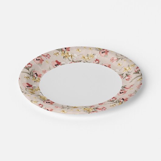 抽象芸術エレガンス花柄3 ペーパープレート (アングル)