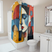 抽象芸術エレガンス芸術的：女性ポートレート シャワーカーテン (インサイチュ)