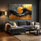 抽象芸術エレガンス：ブラック、金ゴールド、グレーアート ポスター