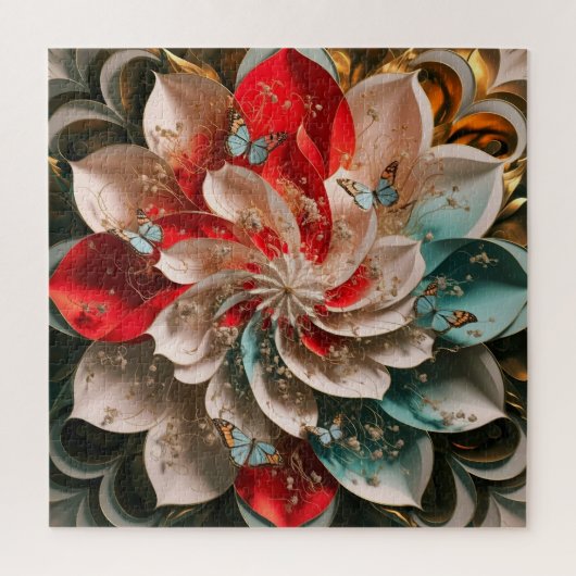 抽象芸術エレガンス：ポピーの色合いの謎の女性 ジグソーパズル (縦)