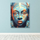 抽象芸術エレガンス：女性の幾何学的ポートレート キャンバスプリント (インサイチュ (ウッドフロア))