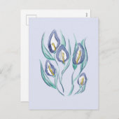 抽象芸術エレガンス：水彩パープルカラユリ シーズンポストカード (正面/裏面)