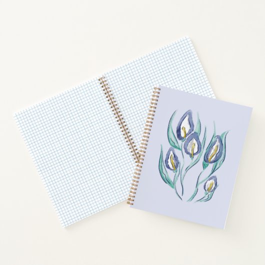 抽象芸術エレガンス：水彩パープルカラユリ ノートブック (内部)