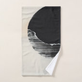 抽象芸術エレガンス：黒とWのコースティクス融合 バスタオルセット (ハンドタオル)