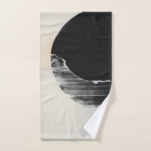 抽象芸術エレガンス:黒とWのコースティクス融合 バスタオルセット (ハンドタオル)