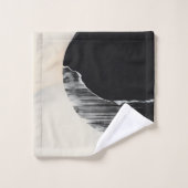 抽象芸術エレガンス：黒とWのコースティクス融合 バスタオルセット (ウォッシュタオル)