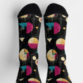 抽象芸術エレガントの金ゴールド、マゼンタ、ティール（緑がかった色）の黒 ソックス (上部)