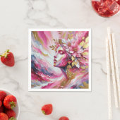 抽象芸術エレガントの顔のピン離れク スタンダードカクテルナプキン (インサイチュ)