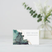 抽象芸術エレガントアルコールインクデュスキー金ゴールドグリーン 名刺 (スタンド正面)