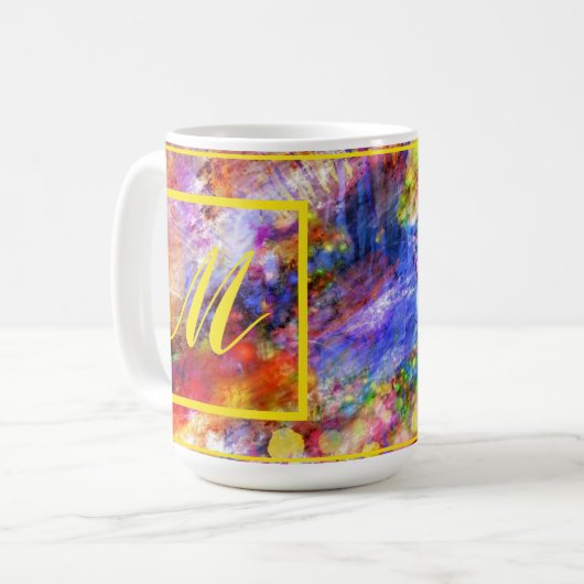 抽象芸術エレガントアートモノグラム コーヒーマグカップ (正面左)