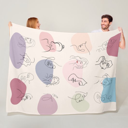 抽象芸術エレガントウィメンラインアートフリースブランケット フリースブランケット (インサイチュ)