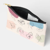 抽象芸術エレガントウィメンラインアートプリントカットソーバッグ アクセサリーポーチ (見開き)