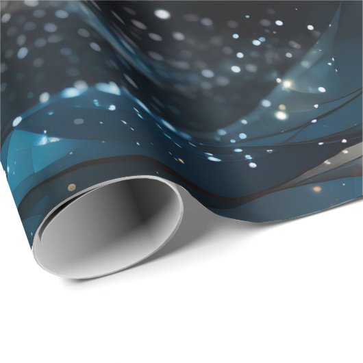 抽象芸術エレガントウィンターネイビーグリッター ラッピングペーパー (ロールコーナー)