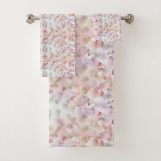 抽象芸術エレガントウォーターカラーピンク薄紫パステル バスタオルセット (インサイチュ)