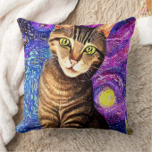 抽象芸術エレガントエアブラシ猫 クッション (ブランケット)