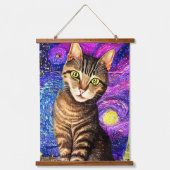抽象芸術エレガントエアブラシ猫 吊り下げ型タペストリー (正面)
